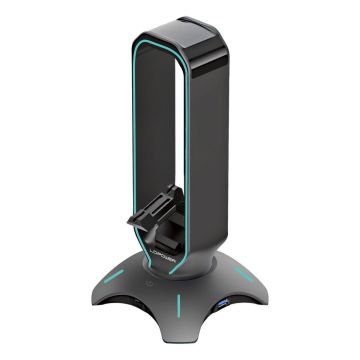 LC-Power LC-HUB-HEAD-BUNGEE USB 3.0 centrmezgls, austiņu turētājs