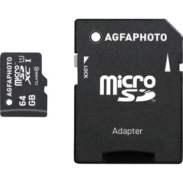 AgfaPhoto MicroSDXC UHS-I 64GB High Speed Class 10 U1 + Adapteris