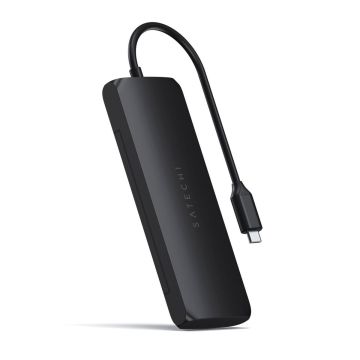 Satechi USB-C Hibrīds Daudzportu Adapteris ar SSD Kārba melns