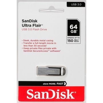 SanDisk Cruzer Ultra Flair 64GB USB 3.0 150MB/s SDCZ73-064G-G46 zibatmiņa