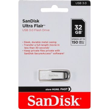 SanDisk Cruzer Ultra Flair 32GB USB 3.0 150MB/s SDCZ73-032G-G46 USB zibatmiņa