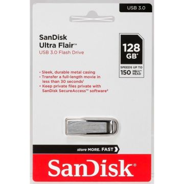 SanDisk Cruzer Ultra Flair 128GB USB 3.0 150MB/s SDCZ73-128G-G46 USB zibatmiņa