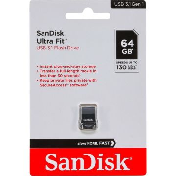 SanDisk Cruzer Ultra Fit 64GB USB 3.1 zibatmiņa