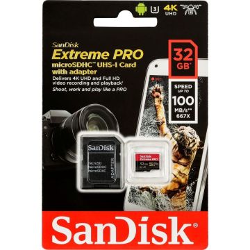 SanDisk microSDHC 32GB atmiņas karte A1 100MB Extreme Pro SDSQXCG-032G-GN6MA
