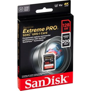 SanDisk Extreme Pro SDXC 128GB 200 MB/s atmiņas karte