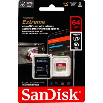 SanDisk microSDXC 64 GB Extreme A2 C10 V30 UHS-I U3