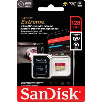 SanDisk Extreme microSDXC 128GB + adapteris atmiņas karte