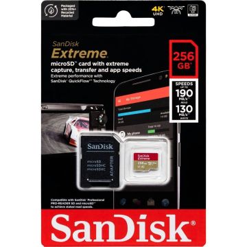 SanDisk Extreme microSDXC 256GB + adapteris atmiņas karte