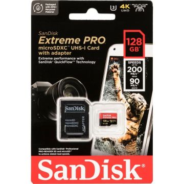 SanDisk microSDXC 128GB Extreme Pro A2 A2 C10 V30 UHS-I U3 Atmiņas Karte