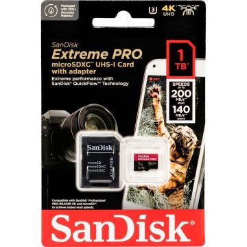 SanDisk microSDXC atmiņas karte 1TB Extreme Pro A2 C10 V30 UHS-I U3