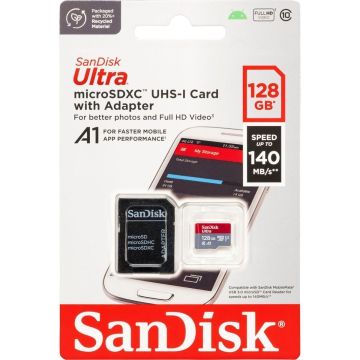 SanDisk Ultra microSDXC A1 128GB 140MB/s Adapteris SDSQUAB-128G-GN6MA