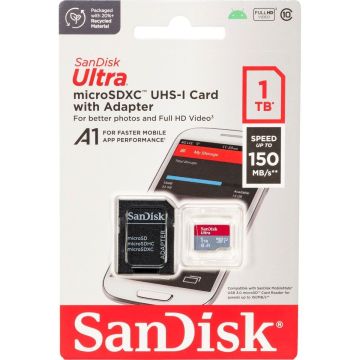 SanDisk Ultra microSDXC A1 1TB 150MB/s Adapteris SDSQUAC-1T00-GN6MA