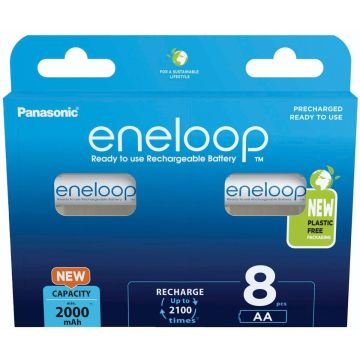 Panasonic Eneloop Mignon AA 2000mAh Ni-MH BK-3MCDE/8BE 8 gab.