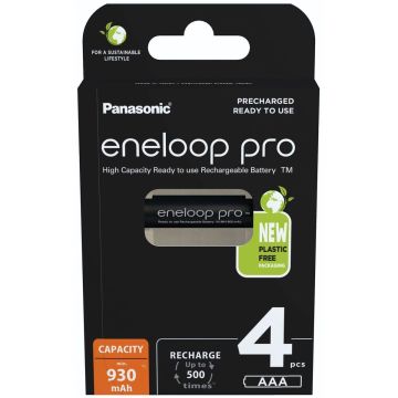 Panasonic Eneloop Pro Micro 930mAh AAA Ni-MH BK-4HCDE/4BE 4 gab.