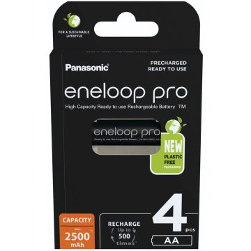 Panasonic Eneloop Pro Mignon 2500mAh AA Ni-MH BK-3HCDE/4BE 4gab.
