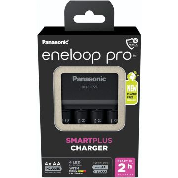 Panasonic Eneloop Smart Plus lādētājs BQ-CC55 ar 4xAA K-KJ55HCD40E
