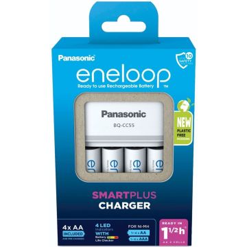 Panasonic Eneloop Smart Plus lādētājs BQ-CC55 ieskaitīti 4xAA K-KJ55MCD40E