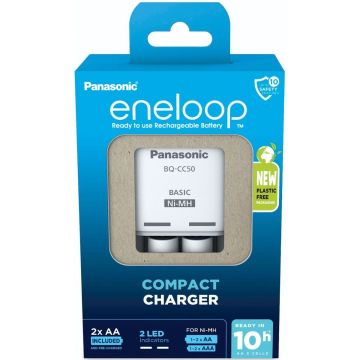 Panasonic Eneloop Compact lādētājs BW-CC50 ar 2xAA K-KJ50MCD20E