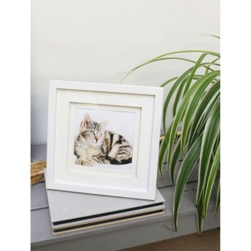 Deknudt S65KK1 white wooden frame 13x13 cm with double passe-partout