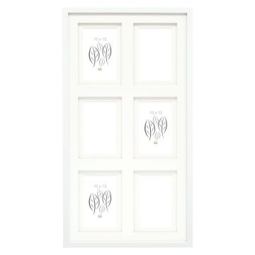 Deknudt Koka Galerijas Rāmis ar Dubulto Paspartū, 6x10x15cm, Balts, S65KK1