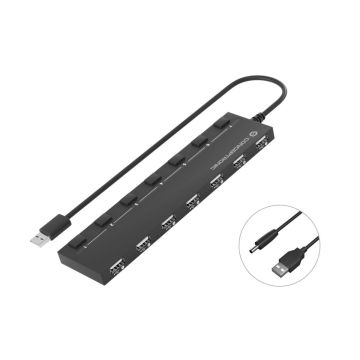 Conceptronic 7-portu USB 2.0 hub, melns, 7x USB-A