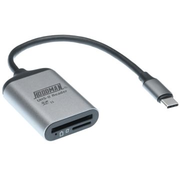 Hoodman Steel SD & Micro SD UHSII ātrais Karšu Lasītājs USB-C 3.2 Gen 1