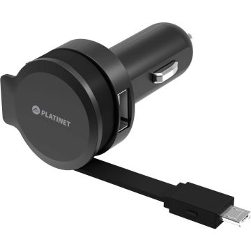 Platinet automašīnas lādētājs 1xUSB 2,4A + microUSB kabelis (44650)