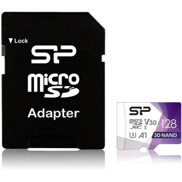 Silicon Power atmiņas karte microSDXC 128GB Superior Pro V30 + adapteris