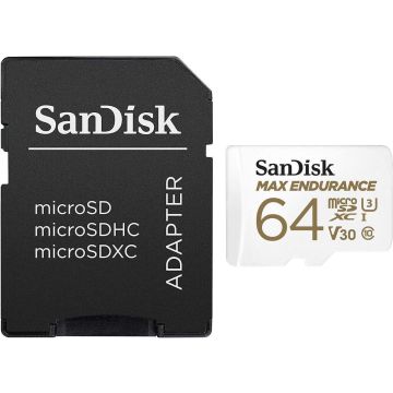 Sandisk atmiņas karte microSDXC 64GB Max Endurance + adapteris