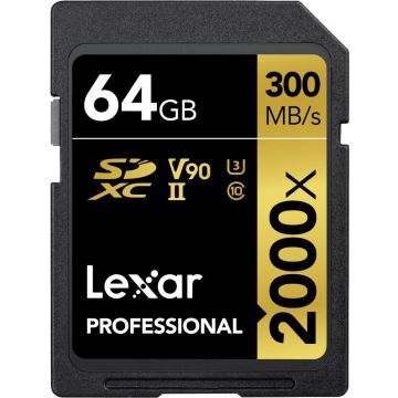 Lexar SDXC Pro 2000X atmiņas karte UHS-II U3 R300/W260 (V90) 64GB