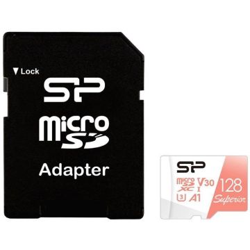 Silicon Power atmiņas karte microSDXC 128GB Superior A1 + adapteris
