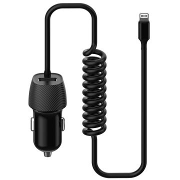 Platinet Automašīnas Barošanas Adapteris 3.4A USB-A + Lightning (45484)