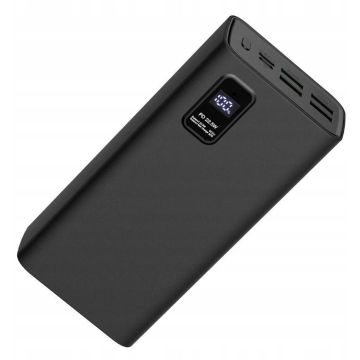 Platinet enerģijas banka 30000mAh PD QC LED, melna