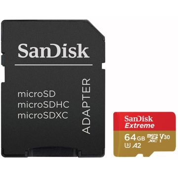 Sandisk atmiņas karte microSDXC 64GB Extreme Action + adapteris