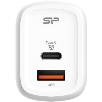 Silicon Power lādētājs USB-C/USB QM25 30W, balts