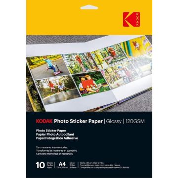 Kodak fotogrāfijas uzlīmes papīrs A4 spilgts 10 lapas