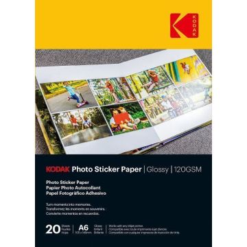 Kodak fotoattēlu uzlīmes papīrs A6 spīdīgs 20 lapas