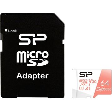Silicon Power atmiņas karte microSDXC 64GB Superior A1 + adapteris