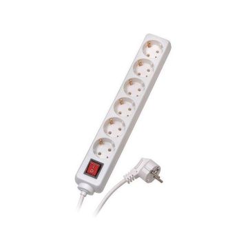 Vivanco extension cord 6 sockets 1.4m with switch, white (28260)