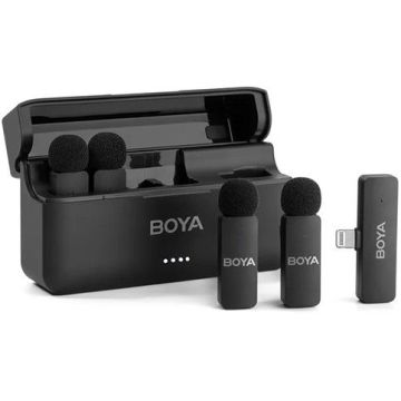 Boya BY-V4D 2.4GHz Četru kanālu Bezvadu Mikrofons ar Lightning Spraudni iOS