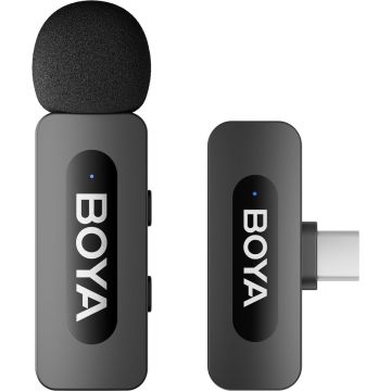 Boya BY-V10 2.0 Ultra kompakts 2.4GHz bezvadu mikrofons Type-C ierīcēm -1TX+1RX
