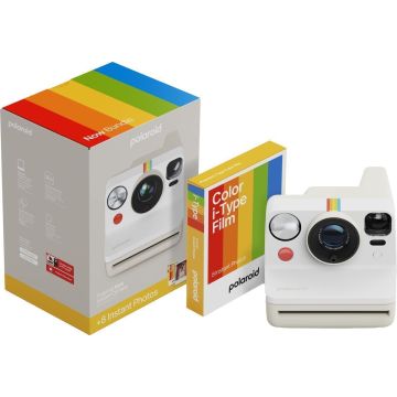 Polaroid Now Gen 3 Pebble White komplekts ar krāsainu filmu (8 fotogrāfijas)