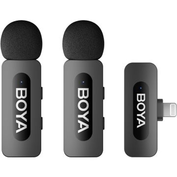 Boya BY-V2 V2.0 Ultrakompakta 2.4GHz Bezvadu Mikrofons Lightning Ierīcēm - 2TX+1RX