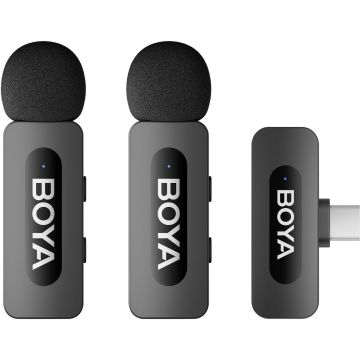 Boya BY-V20 2.0 Ultrakompakta 2.4GHz Bezvadu Mikrofons Type-C Ierīcēm - 2TX+1RX