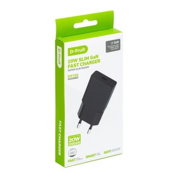 D-Fruit Lādētājs 20W USB-C DF135, Melns