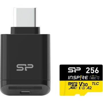 Silicon Power atmiņas karte microSDXC 256GB Inspire + karšu lasītājs