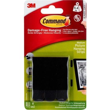 3M Command pakaramie rāmjiem ar vidēji platu profila malu, melni 4x2 gab.