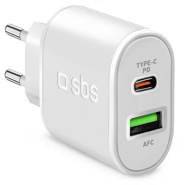 SBS lādētājs USB/USB-C 20W, balts