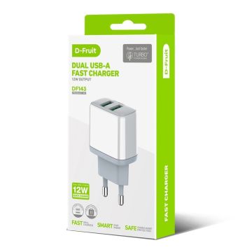 D-Fruit lādētājs 12W 2xUSB-A DF143
