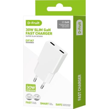 D-Fruit lādētājs 30W 2xUSB-C DF147